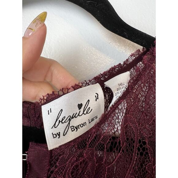 NEW Beguile Byron Lars Carissima Sheath Dress Size 16 Lace Burgundy Wine Corset - Picture 9 of 12
